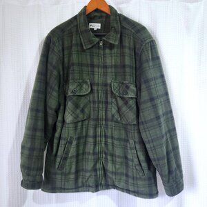 Mountain Ridge Jacket Men's Size LG Green & Blue Plaid Fleece Sherpa Lined